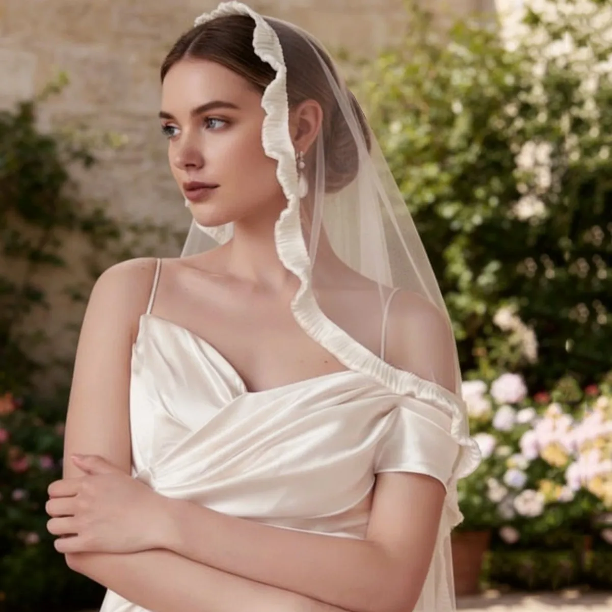 Simple wedding veil retro French high-end court soft wedding bridal veil
