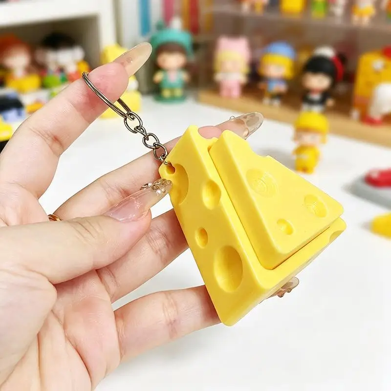 Cute Cheese Shaped Fidget Keychain With Stress Relief Perfect For Bag Decor Gifts For Kids And Cheese Lovers