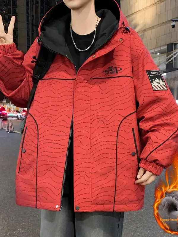 

Зимнее пальто Thiened Fce с капюшоном для мальчиков-подростков, повседневное свободное хлопковое пальто, теплое пальто Sli Long Sve на молнии Jaet