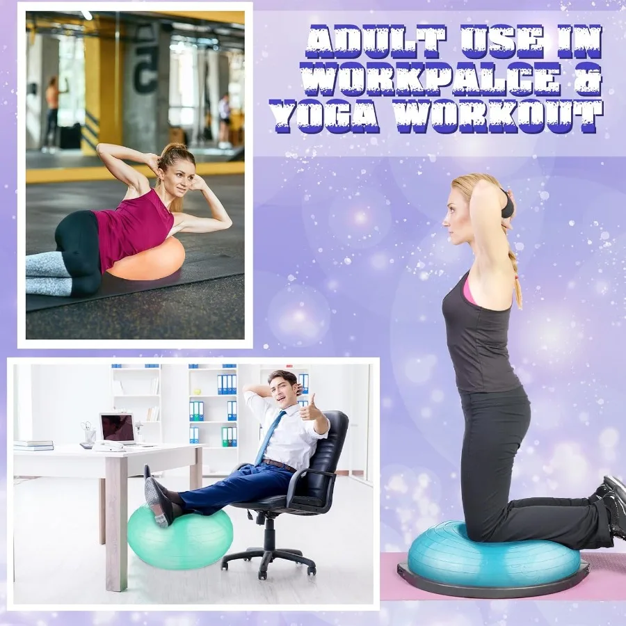 Libima 4 Pezzi Sedute Flessibili per Sedie a Sfera Gonfiabili in Aula con Pompa Ciambella Palla per Esercizi Cuscino per Equilibrio e S