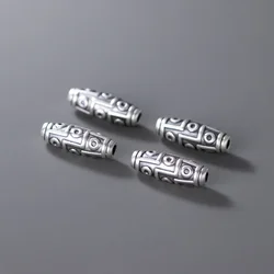 1pc/lot 999 Pure Silver Tibetan Style Oval Loose Beads 21.5x7.5mm Olive Shape 999 Silver Beads Spacers DIY Jewelry Accessories