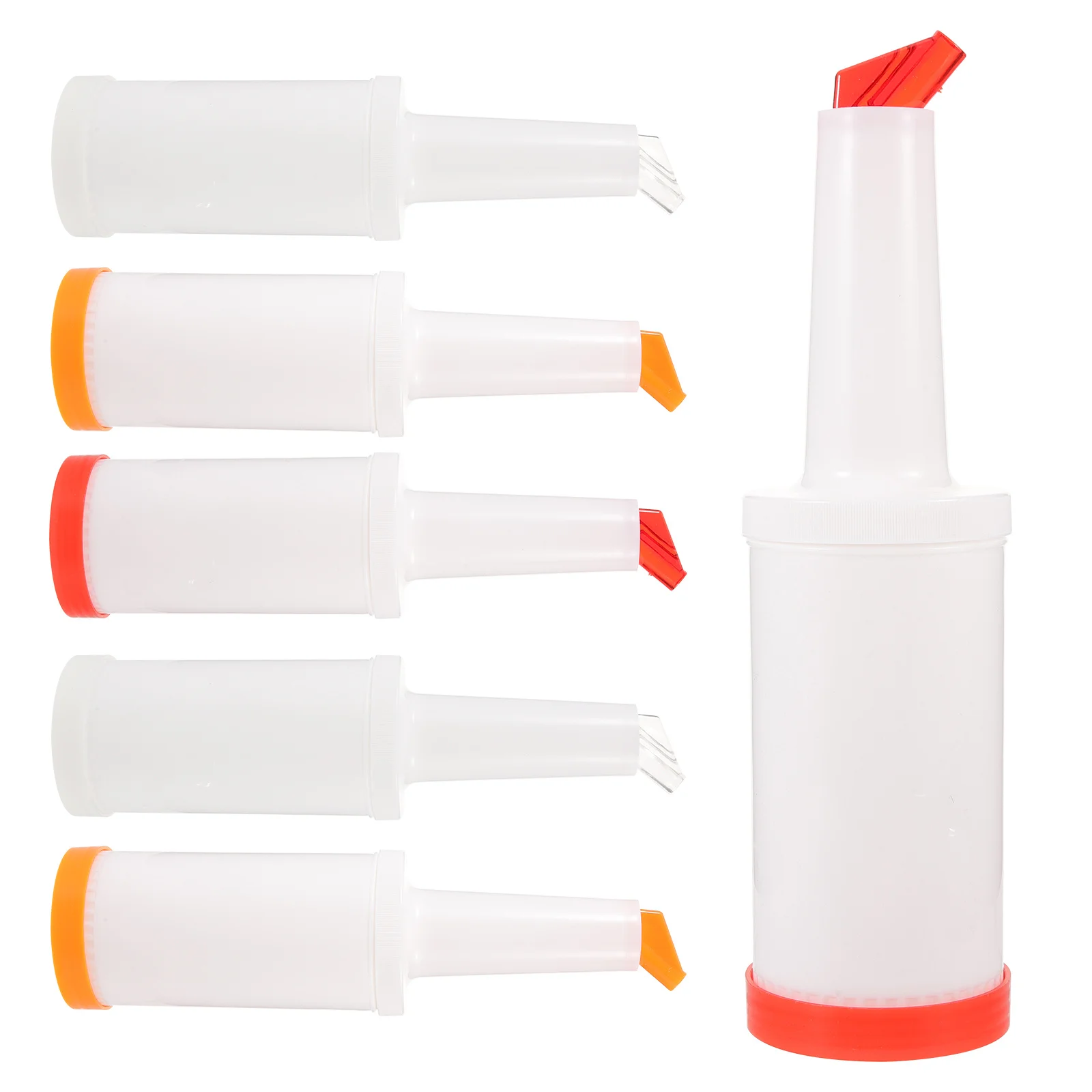 

6pcs 1L Juice Dispenser For Bartending Plastic Pour Bottles Bar Dispensers Large Capacity Liquor Sauce Syrup Containers Kitchen