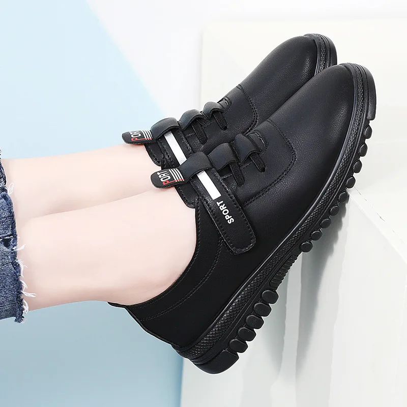 Mom shoes spring new flats leather shoes women's soft leather flats soft sole comfortable casual shoes middle-aged and old women