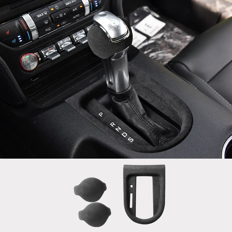 

Made of Alcantara Suede Cover For Ford Mustang 2015-2022 Turn Fur Center Control Gear Shift Panel Sticker Trim Auto Accessories