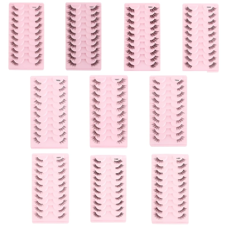 10 Pairs Half Lashes with Clear Band Wispy Eyelashes Natural Look 3D Lashes Short Eye Lash Fake Eyelashes Drop Shipping