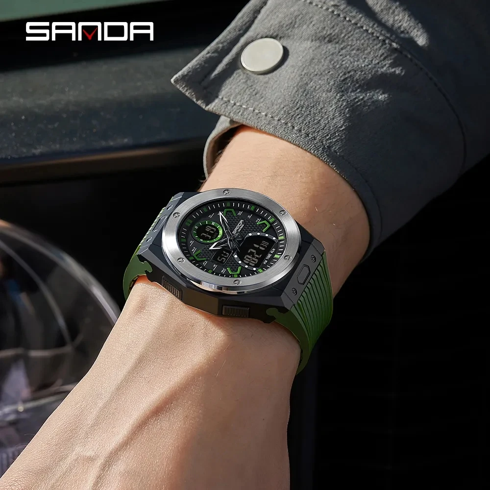 Sanda Mode Sport Männer Digitaluhr Dual Time Schritt zähler Wecker wasserdichte Armbanduhr Woche Anzeige Kalender männliche Uhr