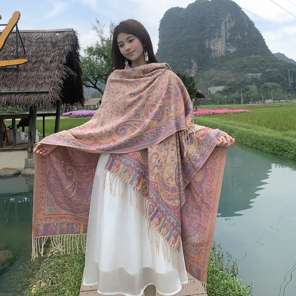 New Poncho ethnic style cashew tassel shawl for women's travel and vacation warmth cloak Car Cape 1