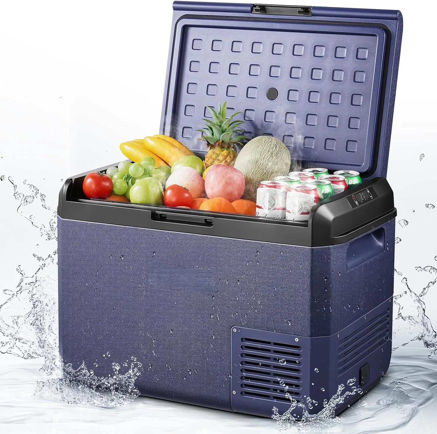 

12 Volt Car Refrigerator, 53QT(50L) IPX4 Waterproof Electric Cooler, 31dB Ultra-Quiet Car Fridge APP Control with 12/24V