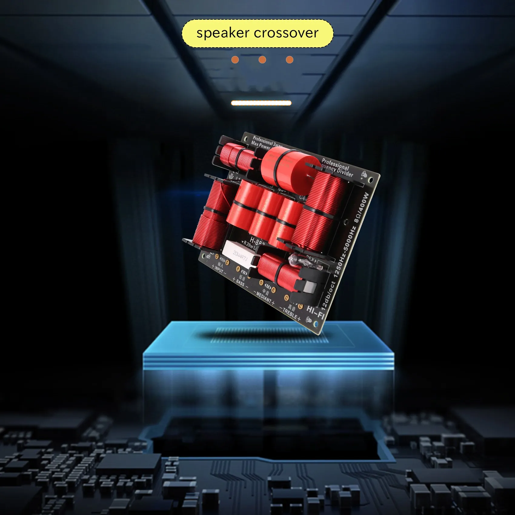 

Excellent-400W 3 Way Crossover Divider Hifi Tweeter Woofer Speaker Crossover 1250H/5000HZ With High-Pitched Protection
