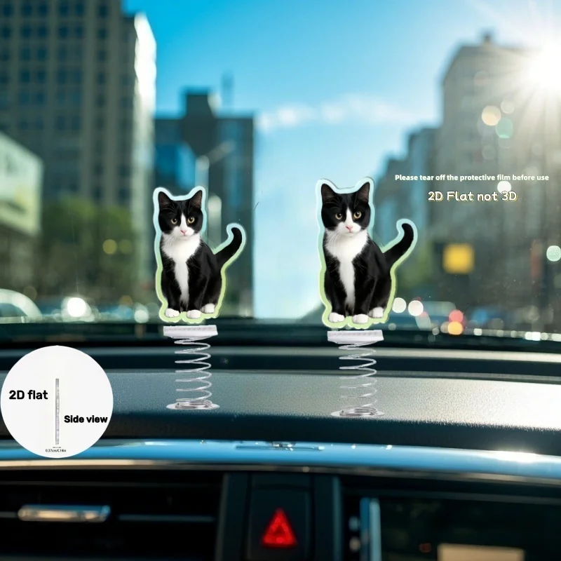 

2D Flat Acrylic Car Spring Ornament car accessories interior Vehicle Desk Bicycle Decor Halloween Christmas Thanksgiving Gift