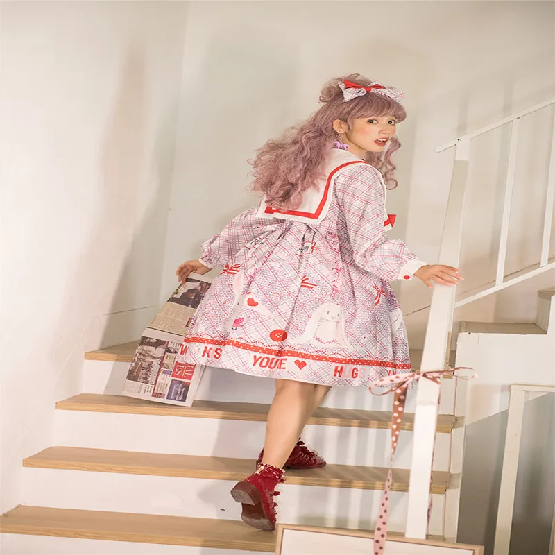 Lolita One Piece Dress Long Sleeve Oversized Collar Day Lolita Dress-Love Letter