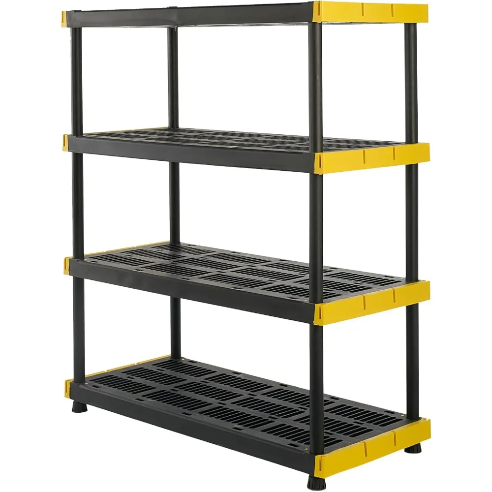 

High quality-4-Tier Heavy Duty Plastic Storage Shelving Unit, 200lbs/shelf (55”H x 48”W x 20”D),Modular Rack-Hot Sale.