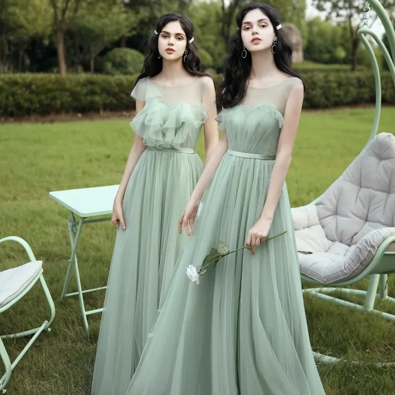 Reject Return J128 Formal Green Dresses Women Prom Gowns for Party Robe Special Occasion Floor Length Bridesmaid Dress