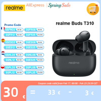 Global Version realme Buds T310 46dB Hybrid Noise Cancellation 40Hours Total Playback 12.4mm Dynamic Bass Driver IP55 Waterproof