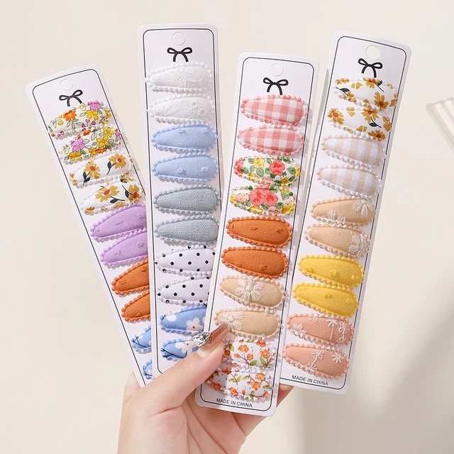 10/20 sztuk bawełniany nadruk spinka do włosów spinka do włosów dla dziewczynki tkanina Plaid Mini BB spinki do włosów nakrycia głowy akcesoria do włosów dla dzieci prezent na nowy rok