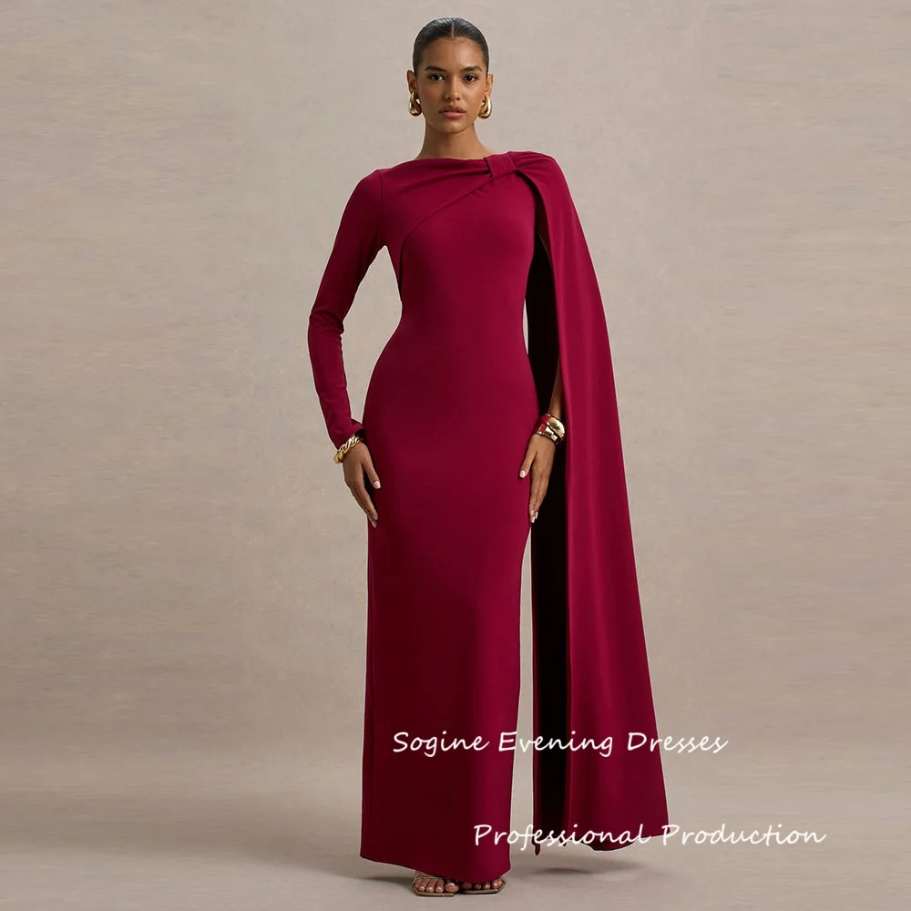 

Crepe Customized Long Prom Dresses With Shawl Bow Evening Dress Boat Neck فساتين سهرة Bodice High Waist Formal Gowns