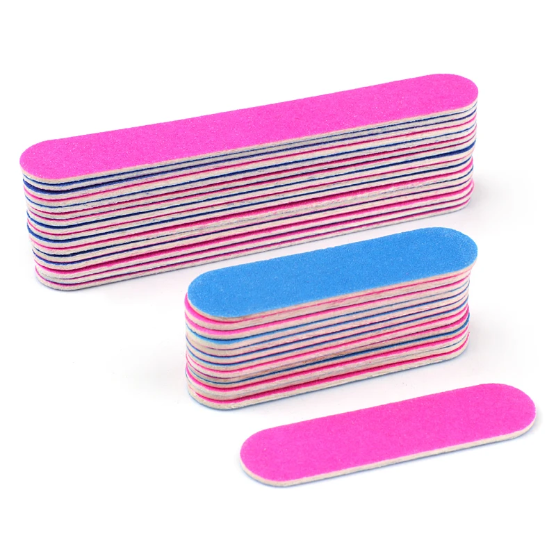 Disposable 500Pcs Mini Wooden Nail Files Straight Sandpaper Sticks Doubled Sides Manicure Nail Art Buffers For Natural Nails