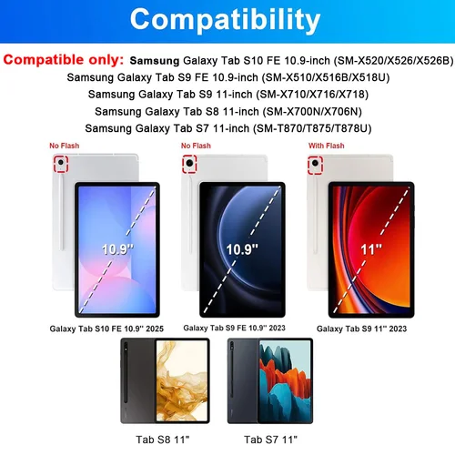 Imagen 2 del producto Funda con teclado para Samsung Galaxy Tab S10 FE / S9 FE / S9 / S8 / S7 Funda para tableta de 10,9 pulgadas/11 pulgadas con portalápices