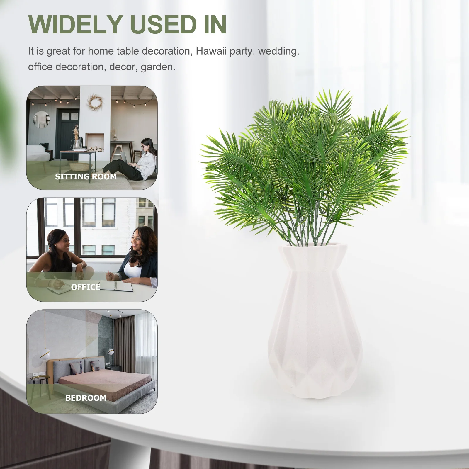 2 шт. имитация Chrysalidocarpus Lutescens зеленые листья искусственные растения декоративные украшения для домашнего офиса Гавайская вечеринка