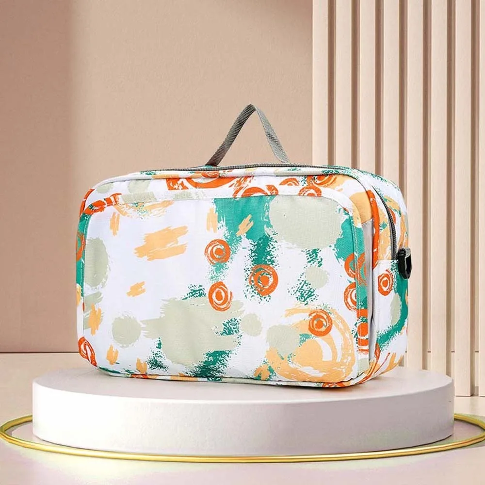 حقيبة تخزين الحفاضات الناعمة سميكة سعة كبيرة عربة أطفال حقيبة للحمل مكافحة سبلاش المياه المطبوعة الحقيبة لمجموعة أدوات المكياج النساء #4