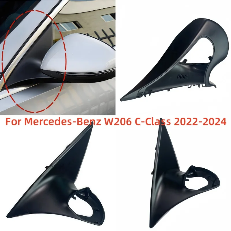 

For Mercedes-Benz W206 C-Class 2022 2023 2024 Black Front Window Triangle Trim Mirror Cover Base Holder