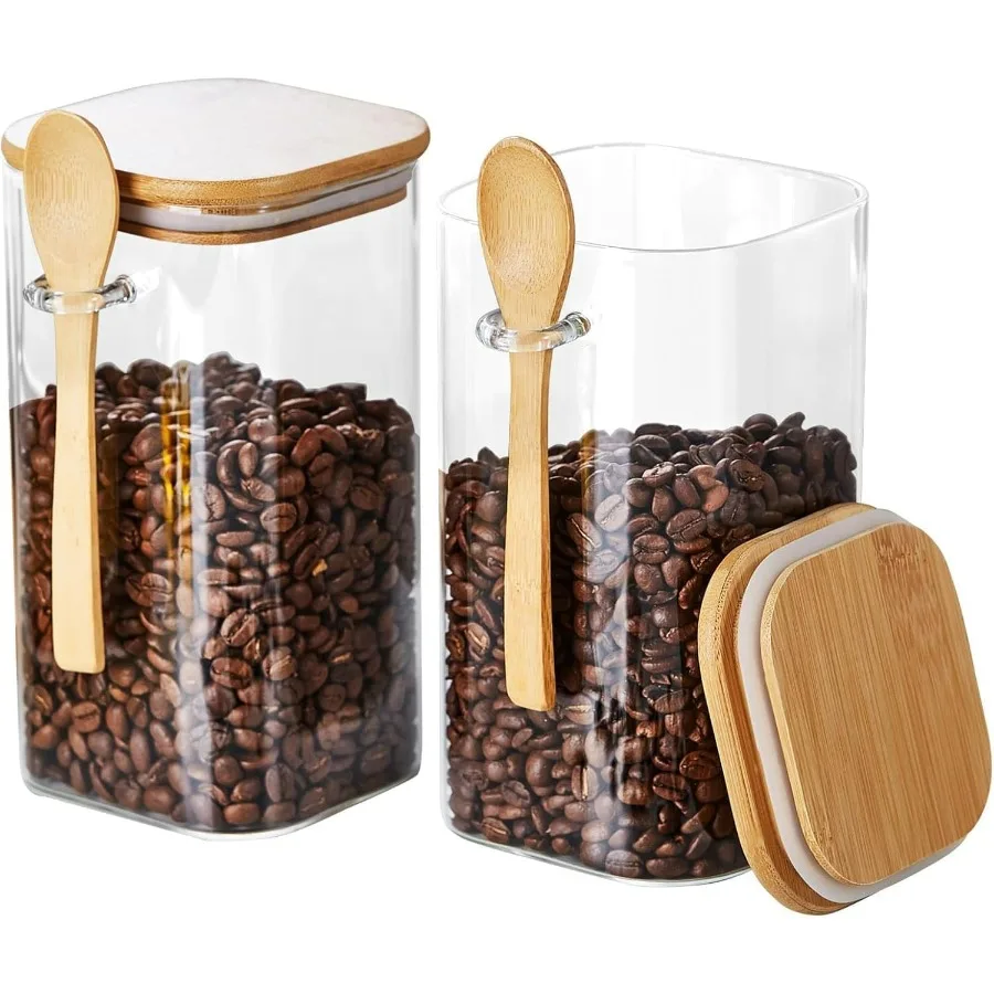 

Unbreakable Glass Jars with Airtight Lids and Spoons 2Pcs Overnight Oats Containers with Lids and Spoons Glass Food Storage Con