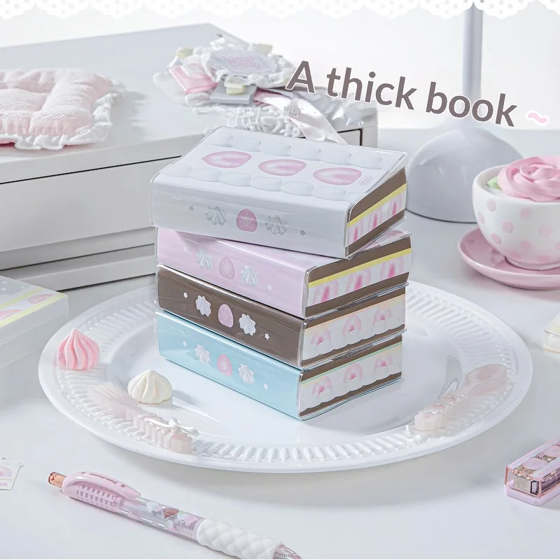 RosyPosy Aesthetic Cute Strawberry Cake Edged A7 Pocket Notebook Colored Inner Pages Mini Diary Student Notepad Stationery Gift