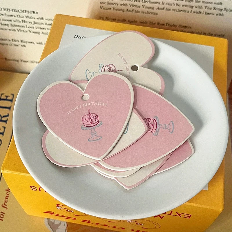 Custom Heart Tag Wedding Gift Thank You Card Logo Text Name Print Packaging For Small Business Decoration Handmade Label DIY