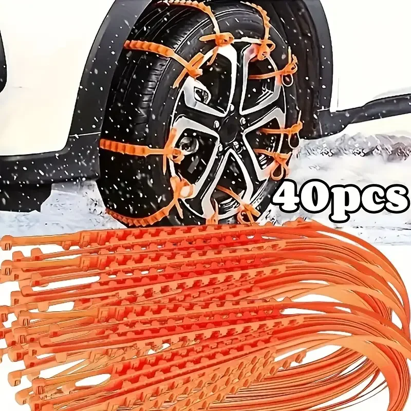 10/40pcs Car Tire Chains Winter Snow Anti-Skid Tyre Cable Ties Auto Outdoor Snow Tire Tyre Anti Skid Chain Emergency Accessories