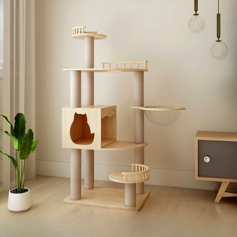 Cat Stand Solid Wood Cat Climbing Frame Multifunctional Cat Villa Multi-layer Grinding Claw Column Climbing Toy Cat Nest