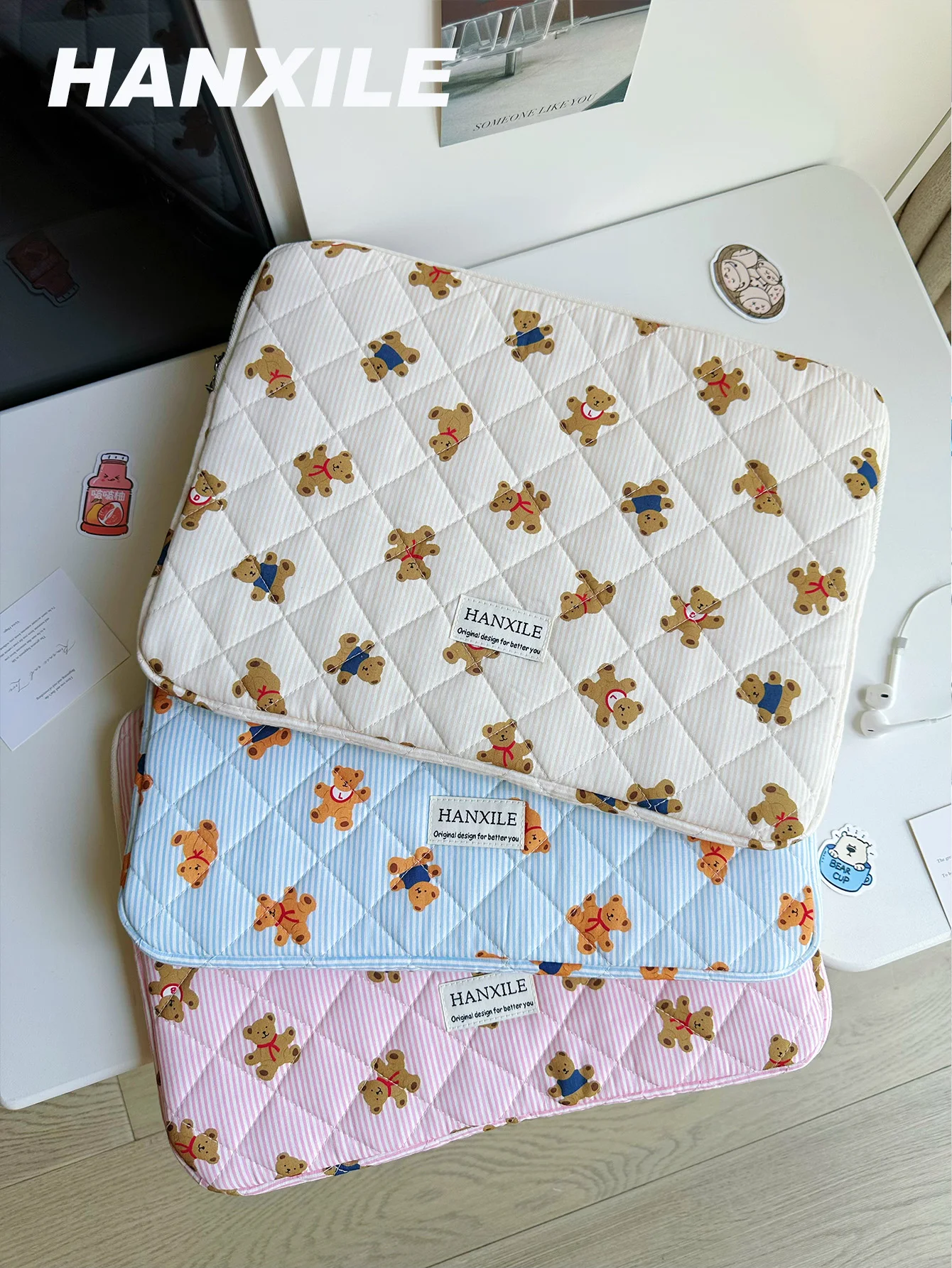 Exclusive Hot-Selling Product: Cute Bear Laptop Sleeve Bag 10-11/13-14/ 15-15.6inch Inch, Quilted Soft Laptop Bag, Teddy Bear Women's Laptop Bag