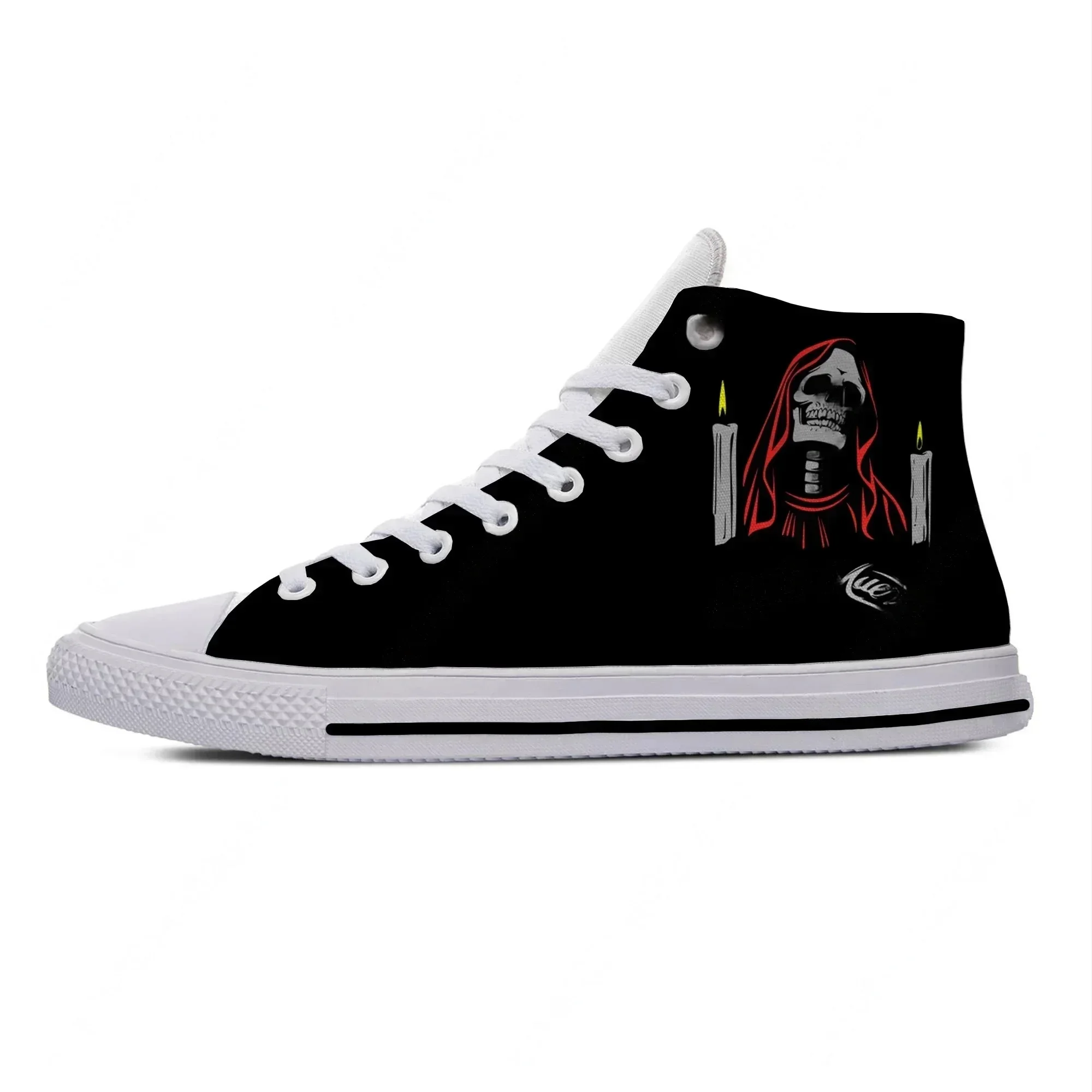 Hot Cool Santa Muerte Horror Death Goth Mexican Skull Casual Cloth Lightweight Shoes High Top Men Women Classic Board Shoes