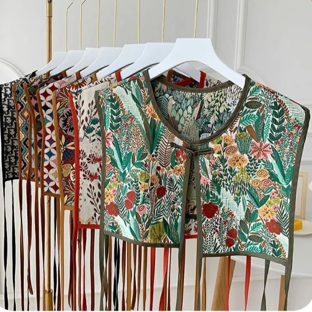 Embroidery Shoulder Wraps Fashion Vintage Detachable Coat Cover Decorating Flower Shawl for Women