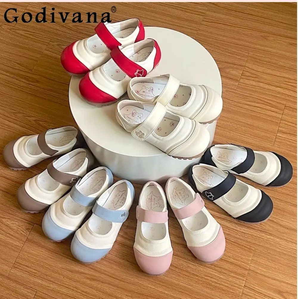 

Japanese Sweet Girls Round Head Lolita Flats Shoes Spring New Soft Sister Kawaii Indoor Shoes Women's Lolita Mary Jane Shoes