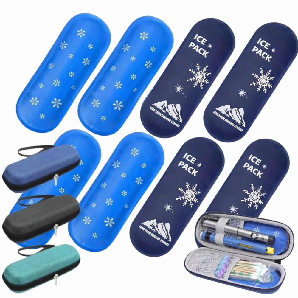 1/6 pièces Sac de glace en gel d'insuline réutilisable, sac de refroidissement, bande de glace réfrigérée, isolation froide, poche de glace pour le soulagement de la douleur, le stockage de médicaments