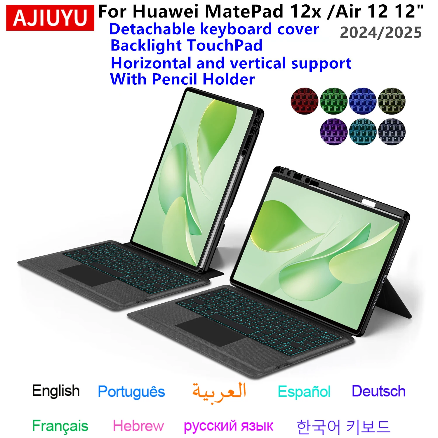 magic-keyboard-for-huawei-matepad-12x-2025-case-with-pencil-holder-for-matepad-12x-12-x-air-12-12'-smart-touchpad-keyboard-cover