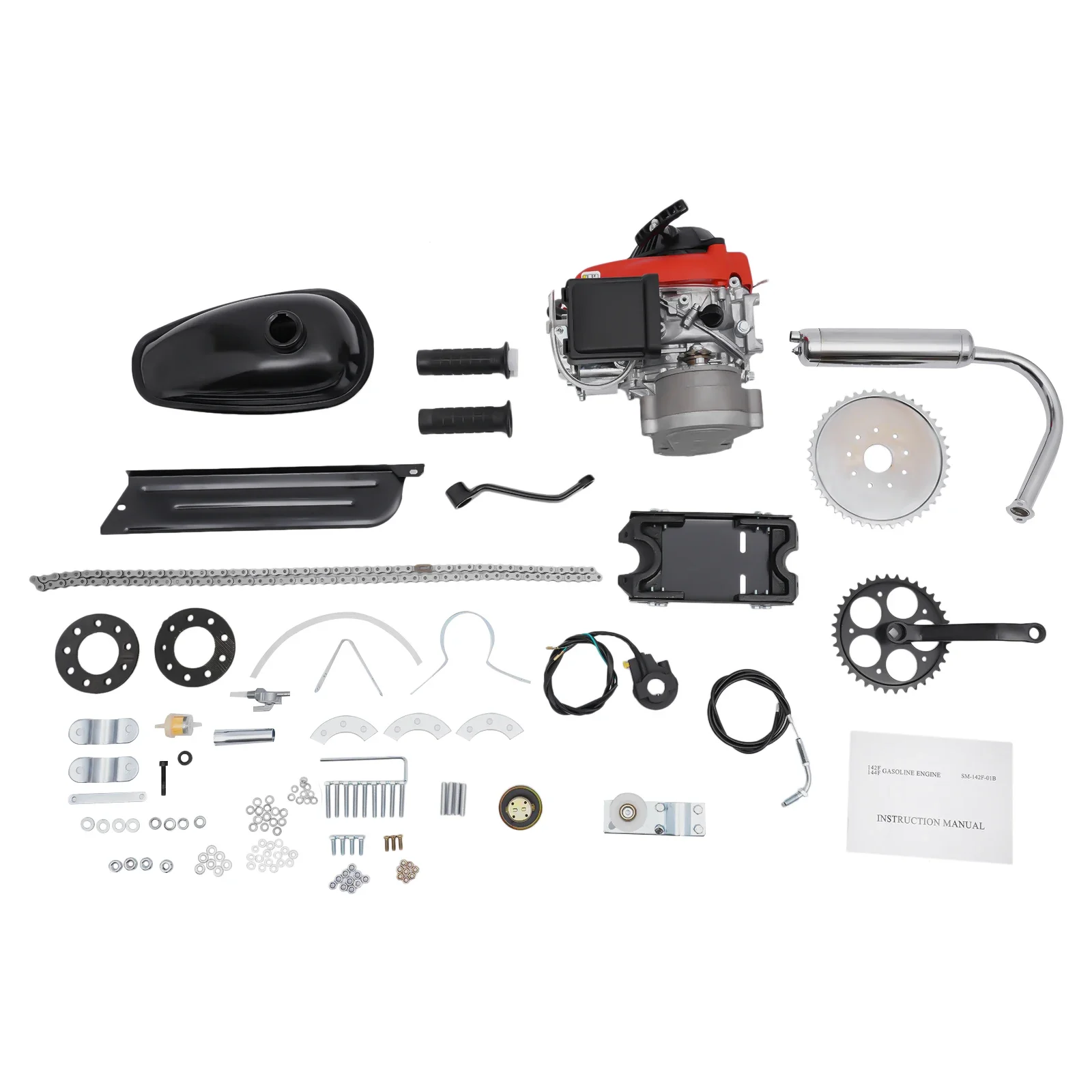 

53CC 1.5KW 4 Stroke Gas Petrol Motorized Bicycle Engine Motor Kit Chain Drive 6800rpm Rotational Speed
