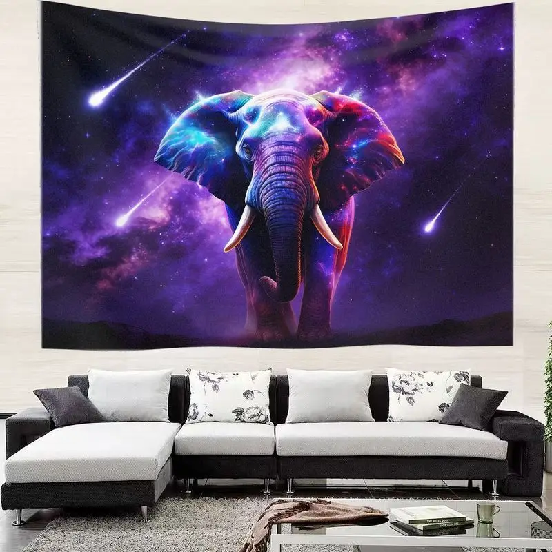 VIKAMA Yoga Studio Decor Tapestry - Cosmic Elephant Mandala Wall Hanging