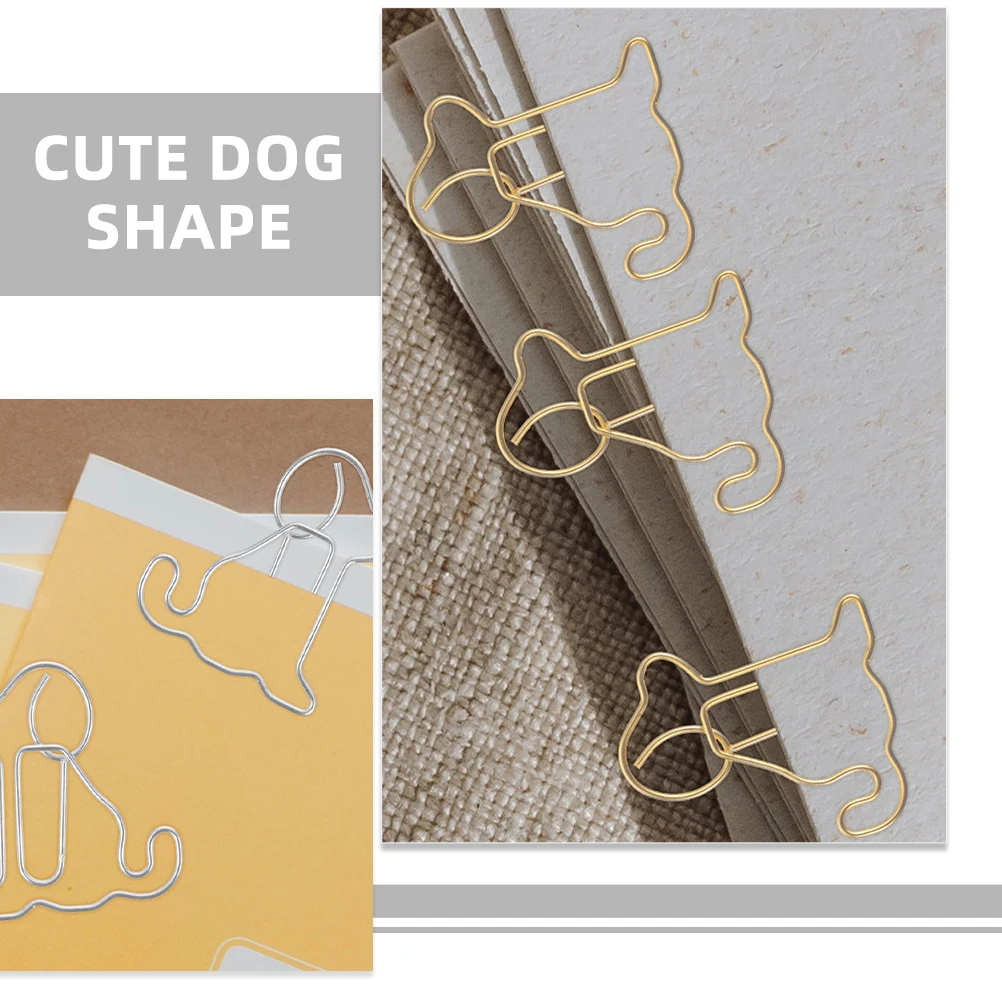 

50pcs Dog Shaped Paper Clips Mini Bookmarks Office Supplies Metal Sturdy Design For DIY Cards Envelopes Cute Desk