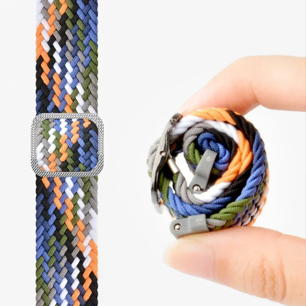 20 مللي متر 22 مللي متر النايلون حلقة حزام للنساء والرجال حزام (استيك) ساعة استبدال الأشرطة مطاطا مضفر سوار كوريا قابل للتعديل حزام الساعات