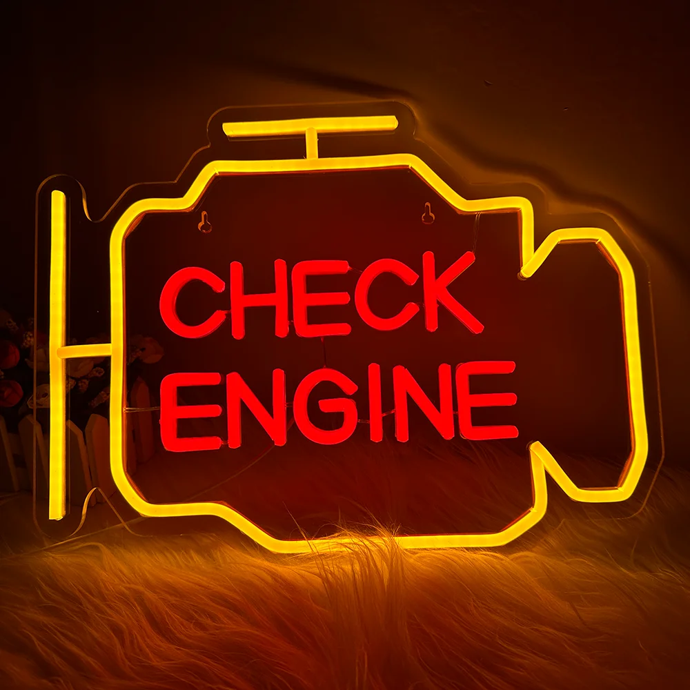 check engine neon light sign para wall decor led garage signs wall art presentes para homem caverna loja oficina decoracao de festa 01