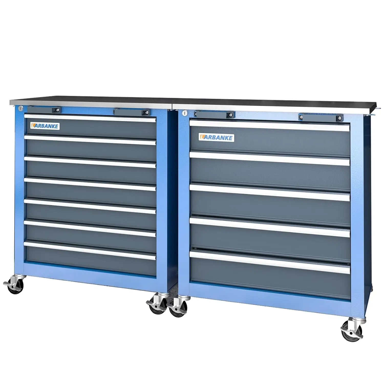 7+5 Drawer Tool Cabinet Chest Rolling 360 Brake Wheels Padded Feet, Customized