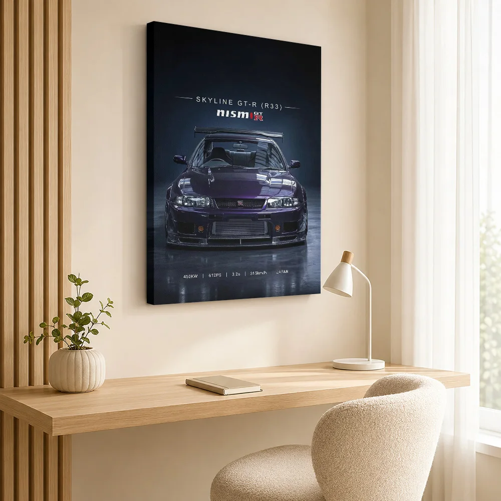 Sleek Sports Skyline GT-R R33 Nismo Canvas Poster Custom Travel Landscape Wall Art for Hotel Decor Ready to Hang Gift for Fans