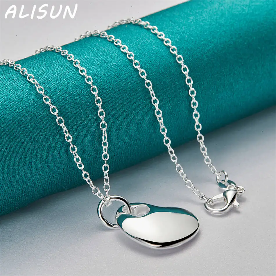 ALISUN 40-75cm 925 Sterling Silver Design Heart Pendant Necklace For Women Men Charm Trend Birthday Gifts Fashion Party