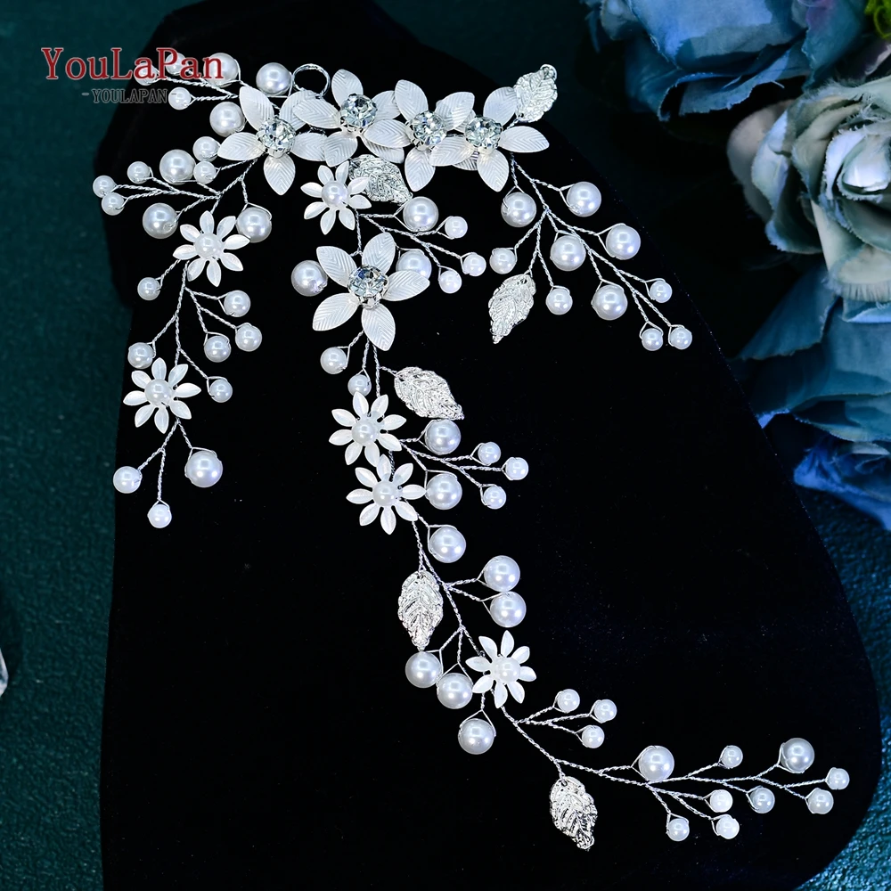 Youlapan casamento noiva bandana elegante pérola liga flor headwear dama de honra artesanal festa jóias de cabelo hp926