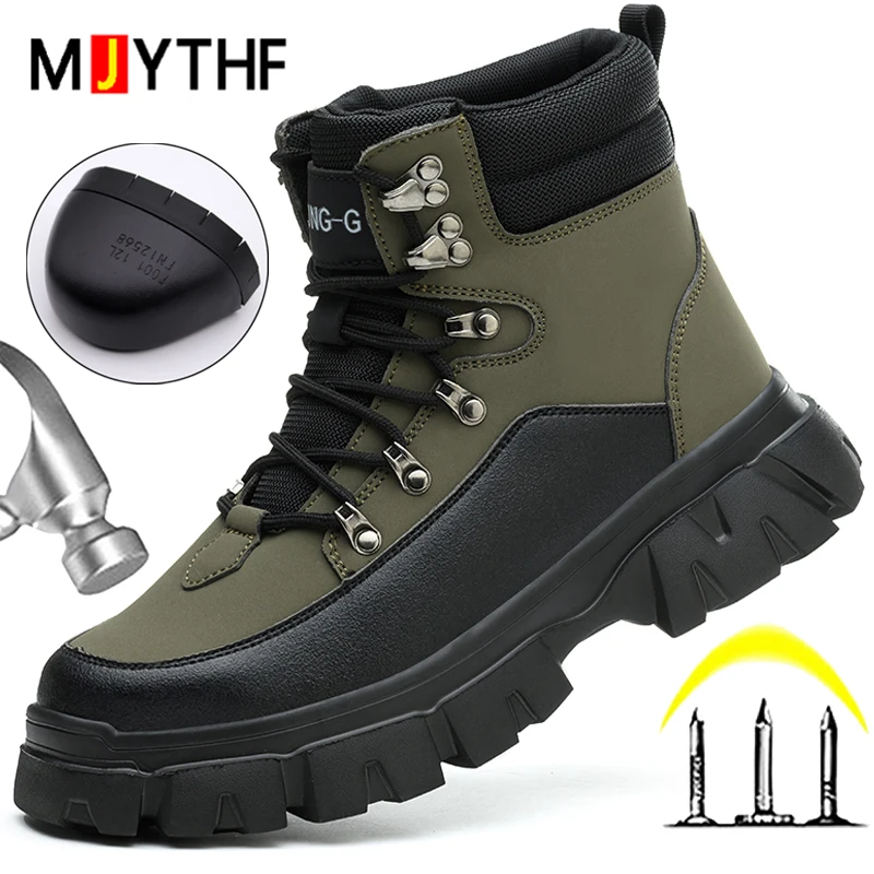 

Модные рабочие ботинки, новые защитные ботинки с защитой от ударов и пирсинга, обувь со стальным носком, нескользящая защитная обувь, мужские защитные ботинки