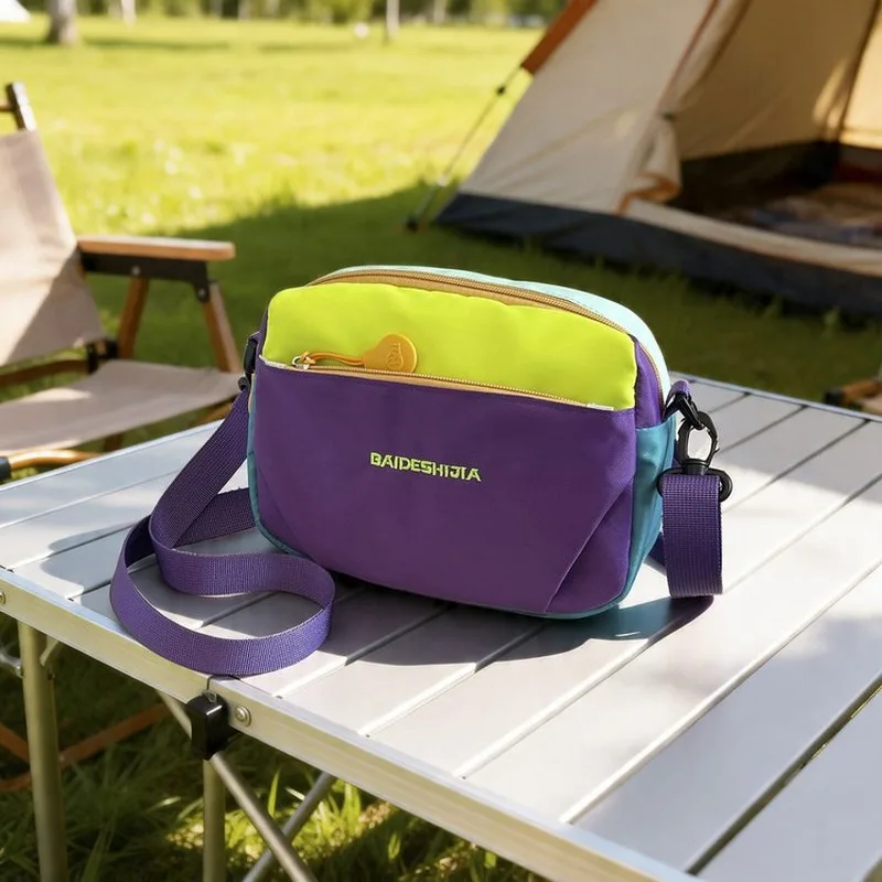Color Block Small Crossbody Bag Casual Shoulder Purse for Adults Daily Travel Outdoor Use