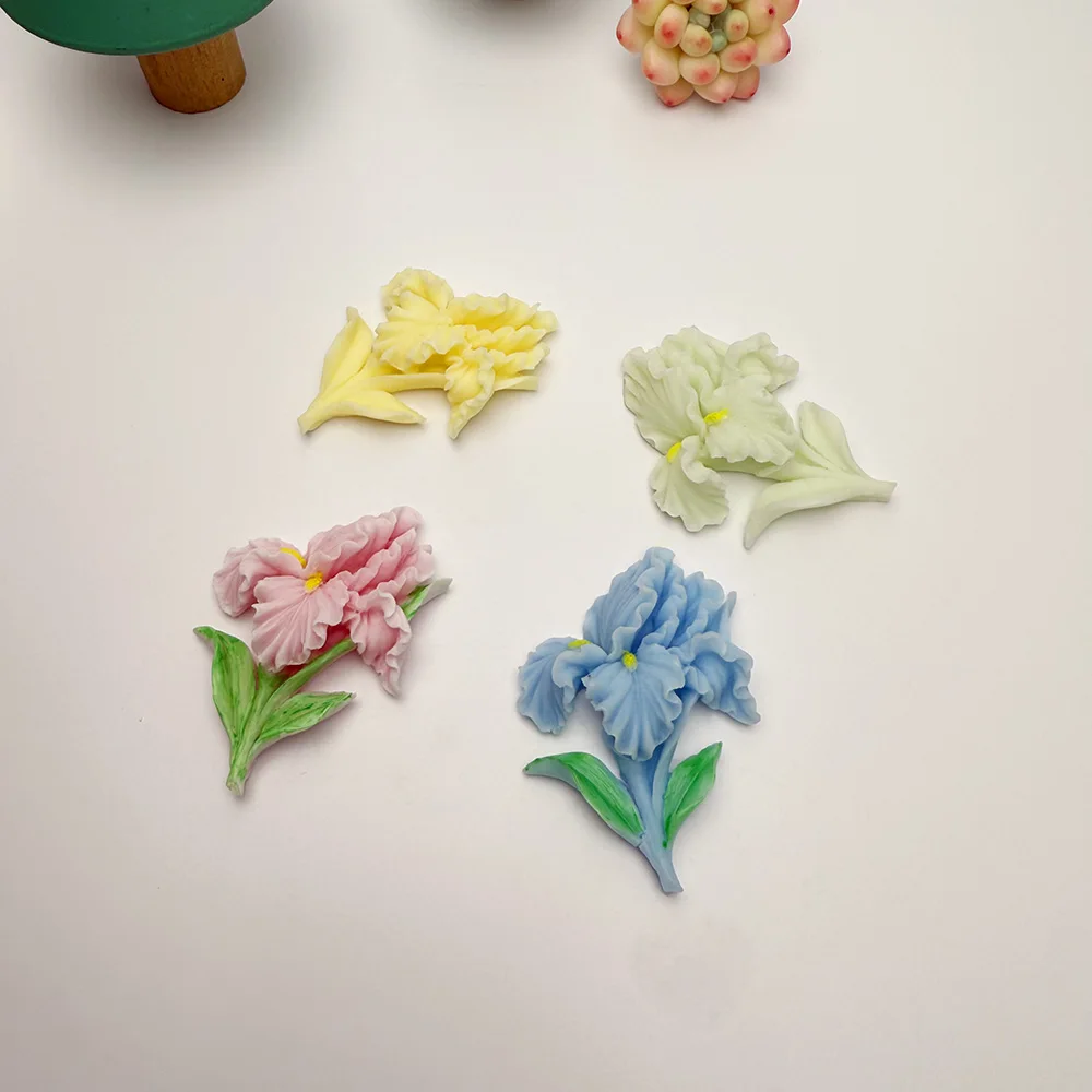 قالب سيليكون لصناعة يدوية لشموع الجبس المعطرة على شكل زهرة القزحية #6