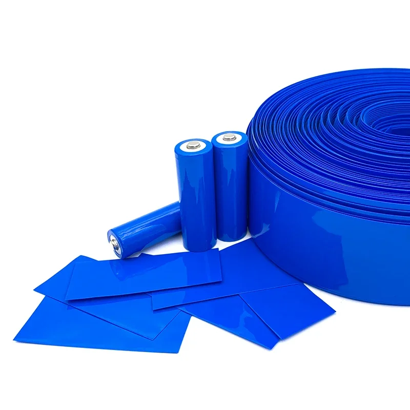 Blue 30mm~280mm PVC heat shrinkable tube 18650 lithium battery pack insulation battery sleeve battery packaging tube shrink film