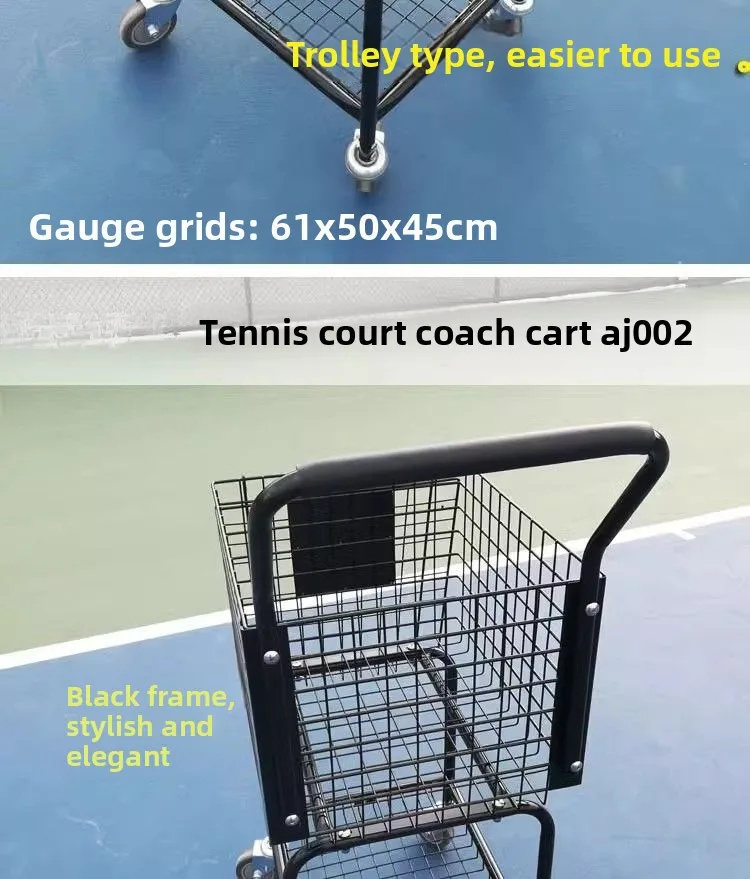 سيارة مدرب التنس AJ002 سلة تنس محمولة مع عربة بعجلات عربة بيك اب قابلة للطي 350 كبسولة